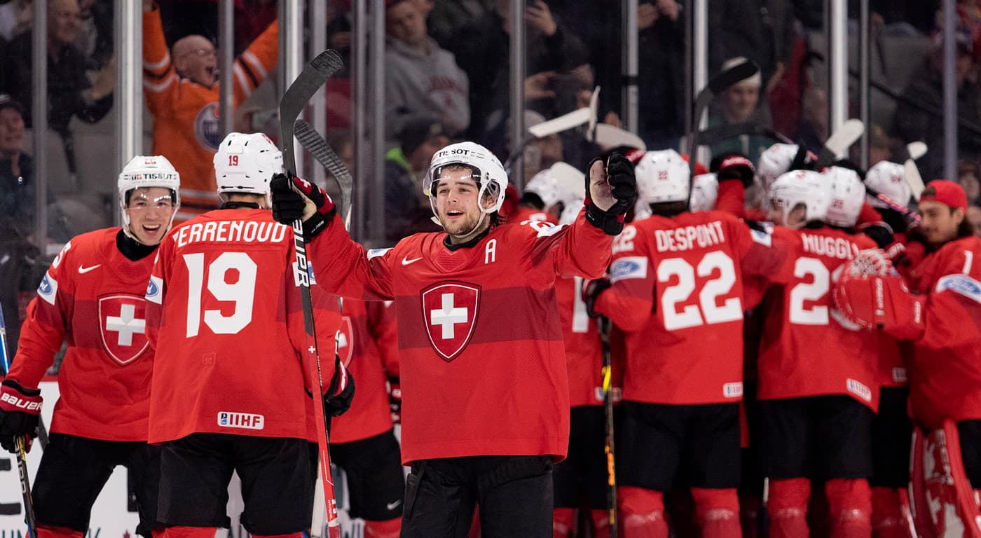 Aufnahme der Schweizer Eishockey U20-Nati am der WM 2023