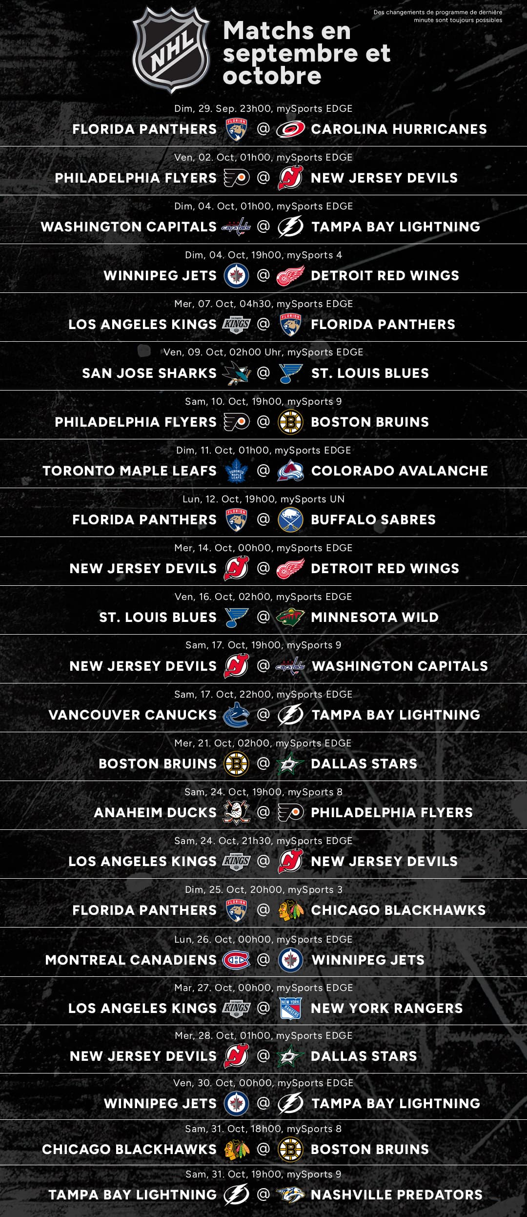 NHL Octobre