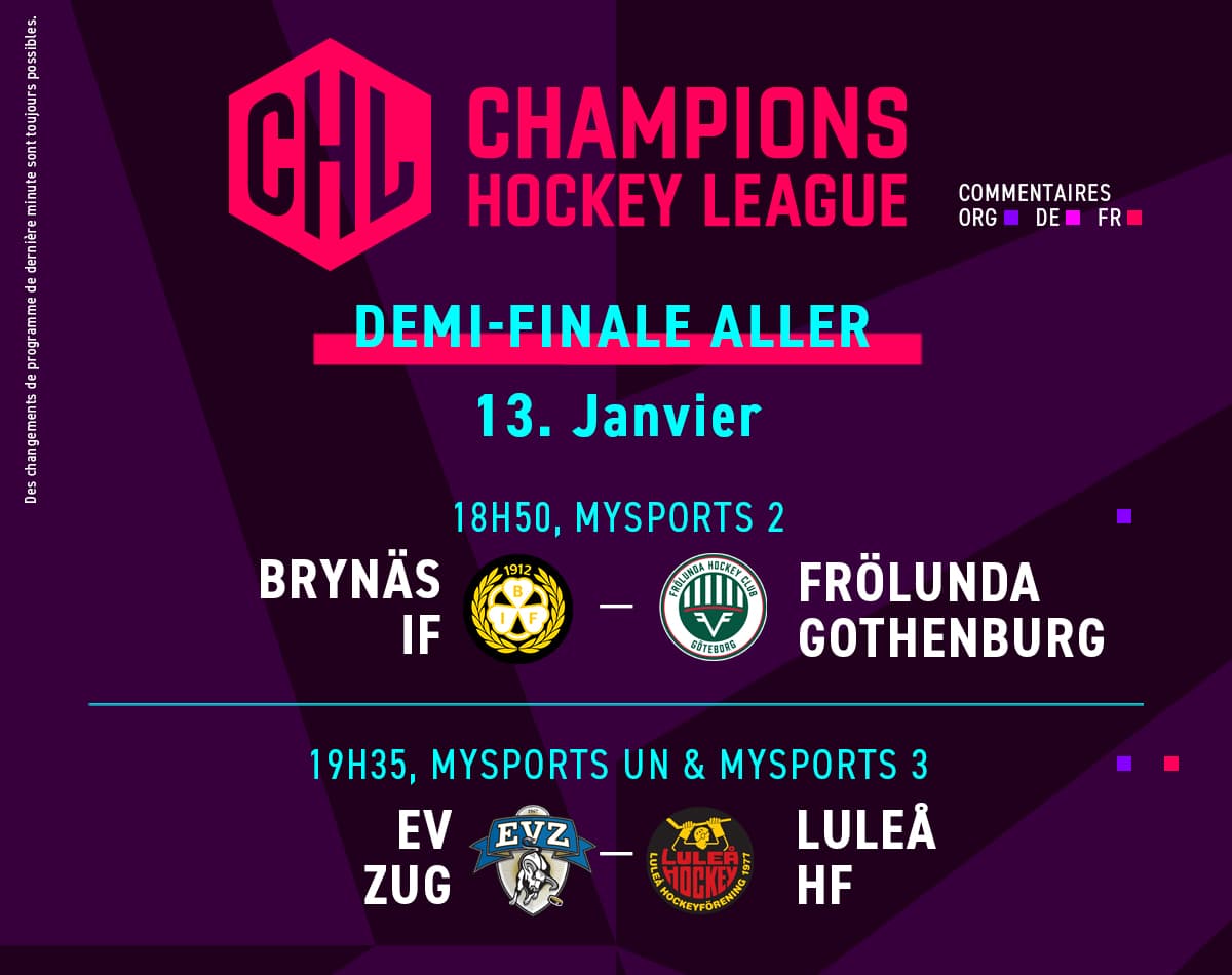 Demi finale CHL table 13.01.2026