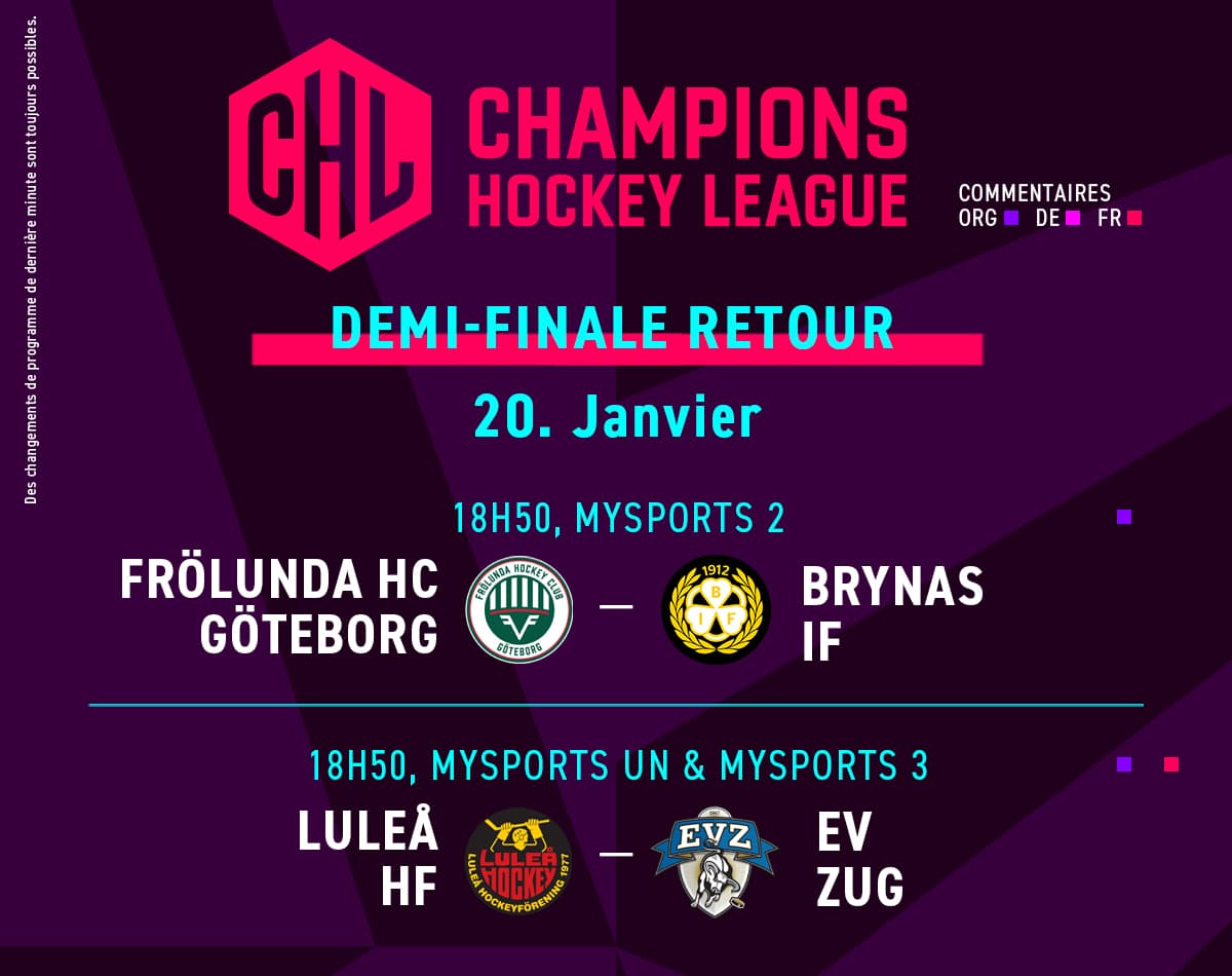 Demi finale CHL table retour 20.01.2026